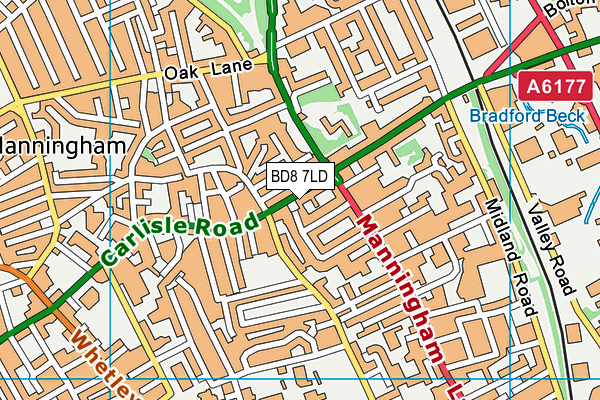 BD8 7LD map - OS VectorMap District (Ordnance Survey) BD8 7LD map - OS VectorMap District (Ordnance Survey)