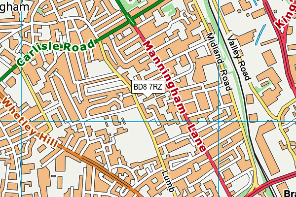 BD8 7RZ map - OS VectorMap District (Ordnance Survey) BD8 7RZ map - OS VectorMap District (Ordnance Survey)