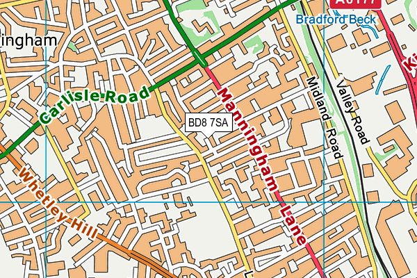 BD8 7SA map - OS VectorMap District (Ordnance Survey) BD8 7SA map - OS VectorMap District (Ordnance Survey)