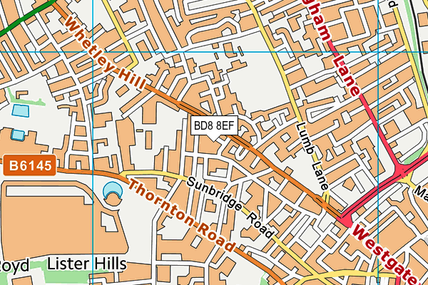 BD8 8EF map - OS VectorMap District (Ordnance Survey) BD8 8EF map - OS VectorMap District (Ordnance Survey)