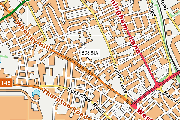 BD8 8JA map - OS VectorMap District (Ordnance Survey) BD8 8JA map - OS VectorMap District (Ordnance Survey)