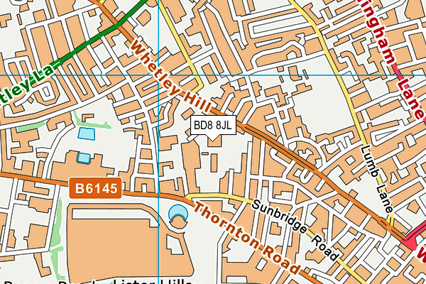 BD8 8JL map - OS VectorMap District (Ordnance Survey) BD8 8JL map - OS VectorMap District (Ordnance Survey)