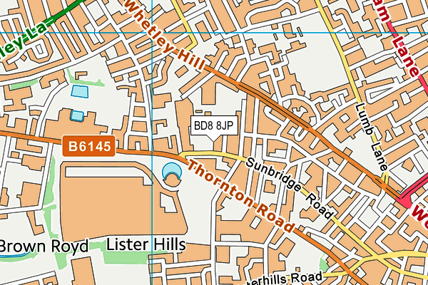 BD8 8JP map - OS VectorMap District (Ordnance Survey) BD8 8JP map - OS VectorMap District (Ordnance Survey)