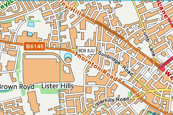 BD8 8JU map - OS VectorMap District (Ordnance Survey) BD8 8JU map - OS VectorMap District (Ordnance Survey)