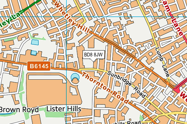 BD8 8JW map - OS VectorMap District (Ordnance Survey) BD8 8JW map - OS VectorMap District (Ordnance Survey)