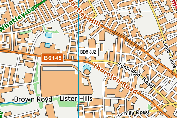 BD8 8JZ map - OS VectorMap District (Ordnance Survey) BD8 8JZ map - OS VectorMap District (Ordnance Survey)