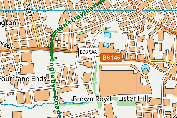 BD8 9AA map - OS VectorMap District (Ordnance Survey) BD8 9AA map - OS VectorMap District (Ordnance Survey)