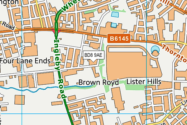 BD8 9AE map - OS VectorMap District (Ordnance Survey) BD8 9AE map - OS VectorMap District (Ordnance Survey)