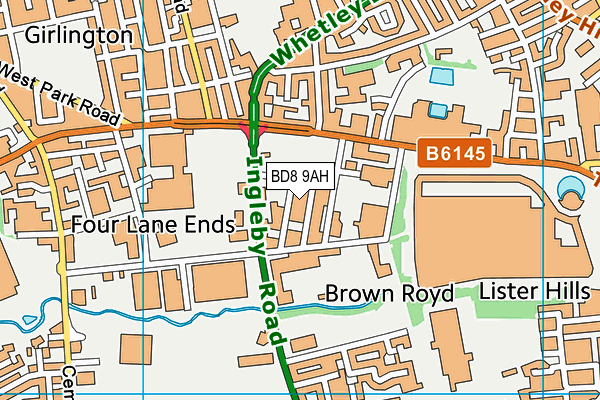BD8 9AH map - OS VectorMap District (Ordnance Survey) BD8 9AH map - OS VectorMap District (Ordnance Survey)
