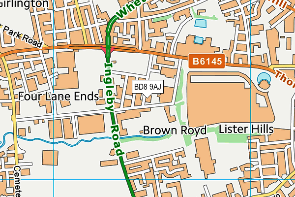 BD8 9AJ map - OS VectorMap District (Ordnance Survey) BD8 9AJ map - OS VectorMap District (Ordnance Survey)