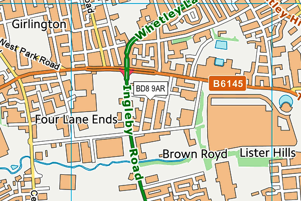 BD8 9AR map - OS VectorMap District (Ordnance Survey) BD8 9AR map - OS VectorMap District (Ordnance Survey)