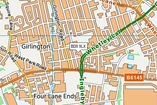 BD8 9LX map - OS VectorMap District (Ordnance Survey) BD8 9LX map - OS VectorMap District (Ordnance Survey)
