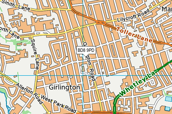 BD8 9PD map - OS VectorMap District (Ordnance Survey) BD8 9PD map - OS VectorMap District (Ordnance Survey)