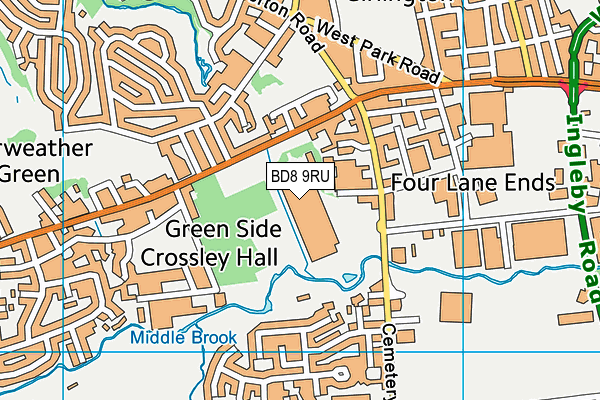 BD8 9RU map - OS VectorMap District (Ordnance Survey) BD8 9RU map - OS VectorMap District (Ordnance Survey)