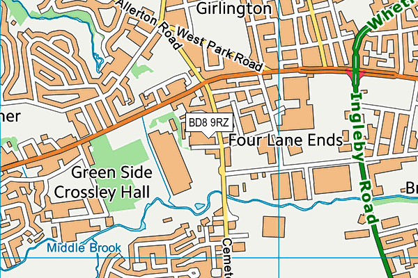 BD8 9RZ map - OS VectorMap District (Ordnance Survey) BD8 9RZ map - OS VectorMap District (Ordnance Survey)
