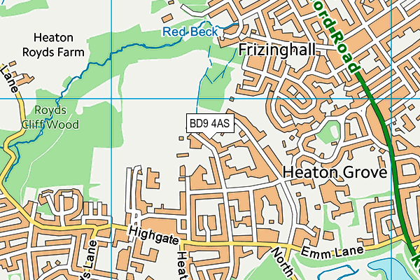 BD9 4AS map - OS VectorMap District (Ordnance Survey) BD9 4AS map - OS VectorMap District (Ordnance Survey)