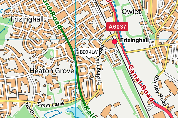 BD9 4LW map - OS VectorMap District (Ordnance Survey) BD9 4LW map - OS VectorMap District (Ordnance Survey)