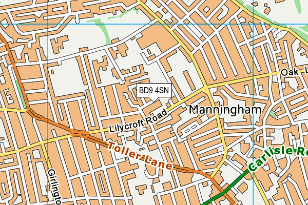 BD9 4SN map - OS VectorMap District (Ordnance Survey) BD9 4SN map - OS VectorMap District (Ordnance Survey)