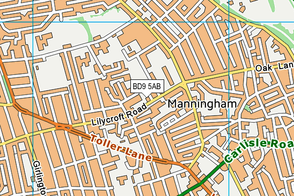 BD9 5AB map - OS VectorMap District (Ordnance Survey) BD9 5AB map - OS VectorMap District (Ordnance Survey)