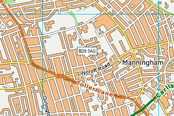 BD9 5AG map - OS VectorMap District (Ordnance Survey) BD9 5AG map - OS VectorMap District (Ordnance Survey)