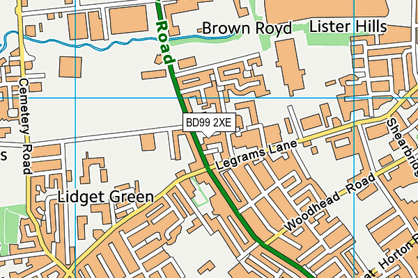 BD99 2XE map - OS VectorMap District (Ordnance Survey)
