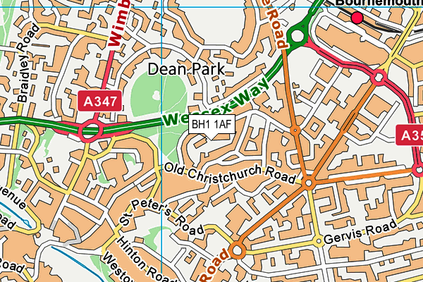 BH1 1AF map - OS VectorMap District (Ordnance Survey) BH1 1AF map - OS VectorMap District (Ordnance Survey)