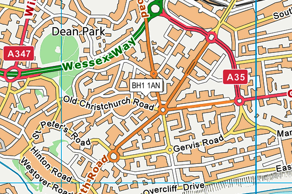 BH1 1AN map - OS VectorMap District (Ordnance Survey) BH1 1AN map - OS VectorMap District (Ordnance Survey)
