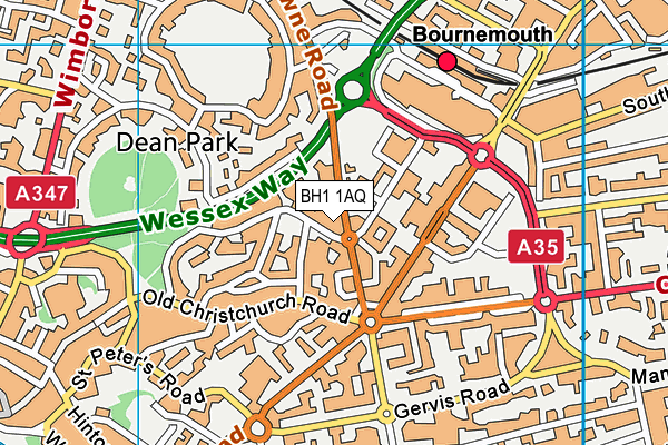 BH1 1AQ map - OS VectorMap District (Ordnance Survey) BH1 1AQ map - OS VectorMap District (Ordnance Survey)