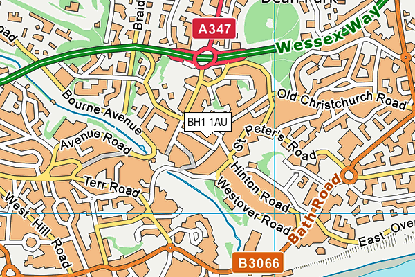 BH1 1AU map - OS VectorMap District (Ordnance Survey) BH1 1AU map - OS VectorMap District (Ordnance Survey)
