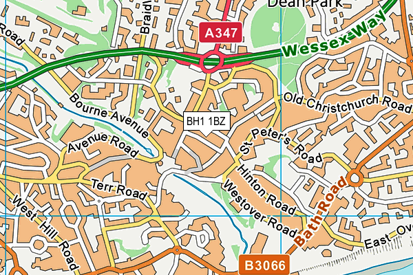 BH1 1BZ map - OS VectorMap District (Ordnance Survey)
