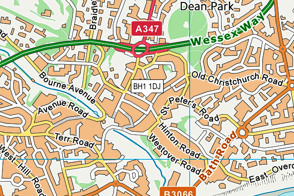 BH1 1DJ map - OS VectorMap District (Ordnance Survey) BH1 1DJ map - OS VectorMap District (Ordnance Survey)