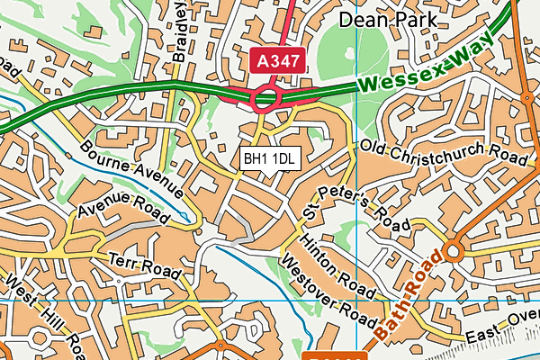 BH1 1DL map - OS VectorMap District (Ordnance Survey) BH1 1DL map - OS VectorMap District (Ordnance Survey)