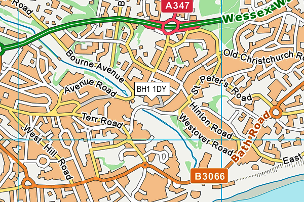 BH1 1DY map - OS VectorMap District (Ordnance Survey) BH1 1DY map - OS VectorMap District (Ordnance Survey)