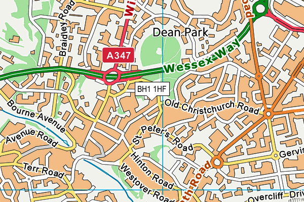 BH1 1HF map - OS VectorMap District (Ordnance Survey)