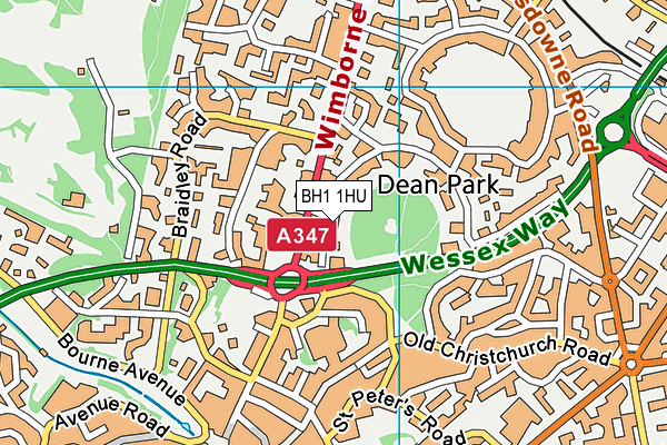 BH1 1HU map - OS VectorMap District (Ordnance Survey)