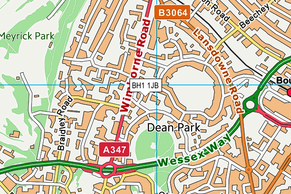 BH1 1JB map - OS VectorMap District (Ordnance Survey) BH1 1JB map - OS VectorMap District (Ordnance Survey)