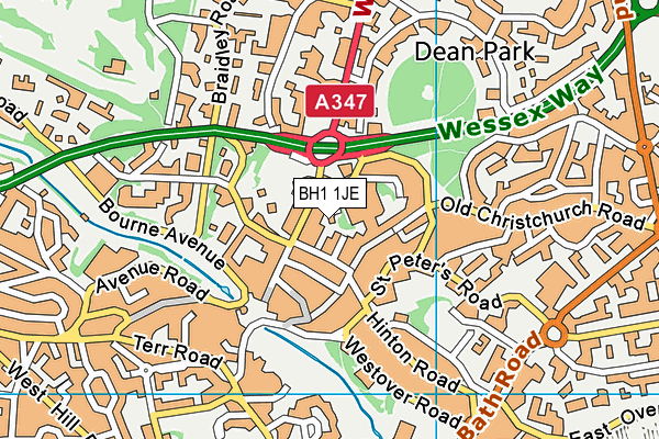 BH1 1JE map - OS VectorMap District (Ordnance Survey) BH1 1JE map - OS VectorMap District (Ordnance Survey)