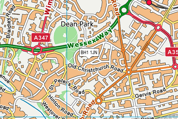 BH1 1JN map - OS VectorMap District (Ordnance Survey) BH1 1JN map - OS VectorMap District (Ordnance Survey)