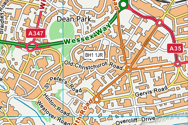 BH1 1JR map - OS VectorMap District (Ordnance Survey) BH1 1JR map - OS VectorMap District (Ordnance Survey)