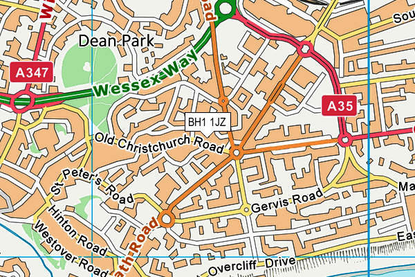 BH1 1JZ map - OS VectorMap District (Ordnance Survey) BH1 1JZ map - OS VectorMap District (Ordnance Survey)