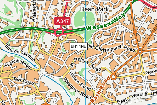 BH1 1NE map - OS VectorMap District (Ordnance Survey) BH1 1NE map - OS VectorMap District (Ordnance Survey)
