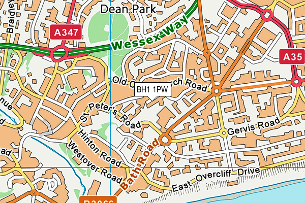BH1 1PW map - OS VectorMap District (Ordnance Survey) BH1 1PW map - OS VectorMap District (Ordnance Survey)