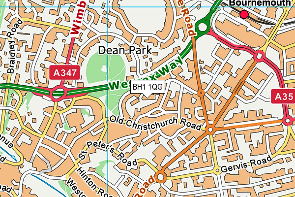 BH1 1QG map - OS VectorMap District (Ordnance Survey)