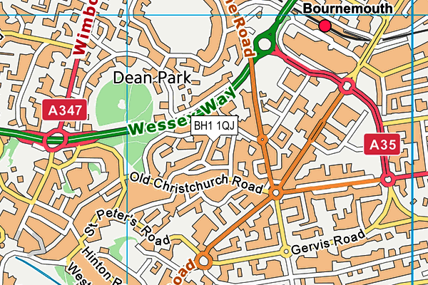 BH1 1QJ map - OS VectorMap District (Ordnance Survey) BH1 1QJ map - OS VectorMap District (Ordnance Survey)
