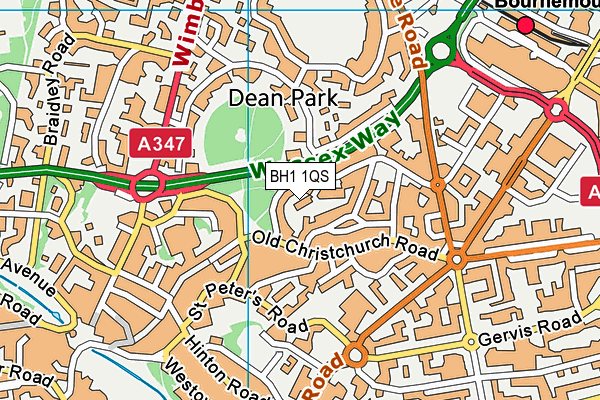 BH1 1QS map - OS VectorMap District (Ordnance Survey) BH1 1QS map - OS VectorMap District (Ordnance Survey)