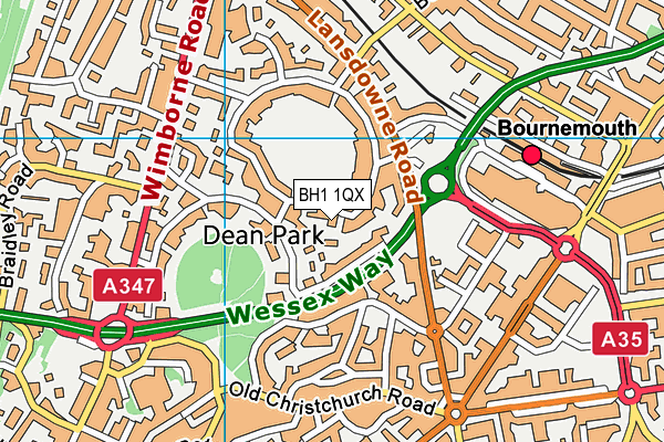 BH1 1QX map - OS VectorMap District (Ordnance Survey) BH1 1QX map - OS VectorMap District (Ordnance Survey)