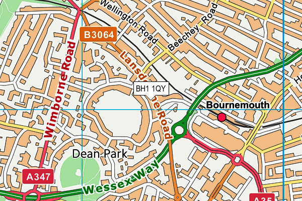 BH1 1QY map - OS VectorMap District (Ordnance Survey)