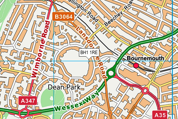 BH1 1RE map - OS VectorMap District (Ordnance Survey)