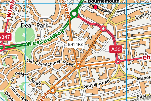 BH1 1RZ map - OS VectorMap District (Ordnance Survey) BH1 1RZ map - OS VectorMap District (Ordnance Survey)