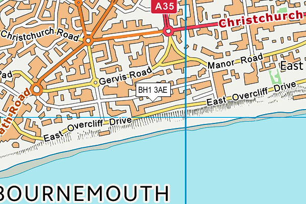 BH1 3AE map - OS VectorMap District (Ordnance Survey) BH1 3AE map - OS VectorMap District (Ordnance Survey)